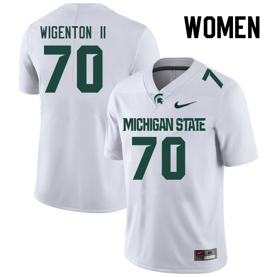 Women #70 Kevin Wigenton II Michigan State Spartans College Football Jerseys Stitched-White